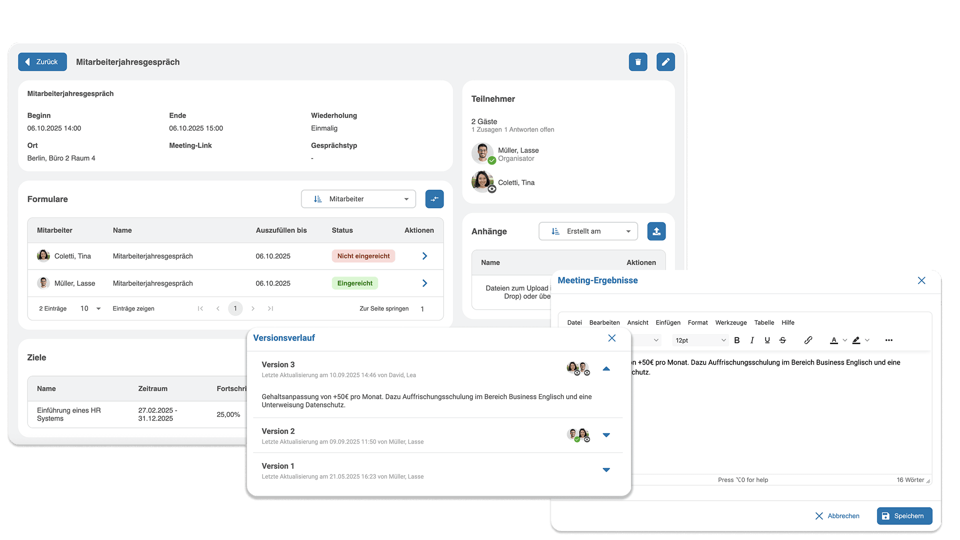 Mitarbeitergepräche Protokoll mit HRlab